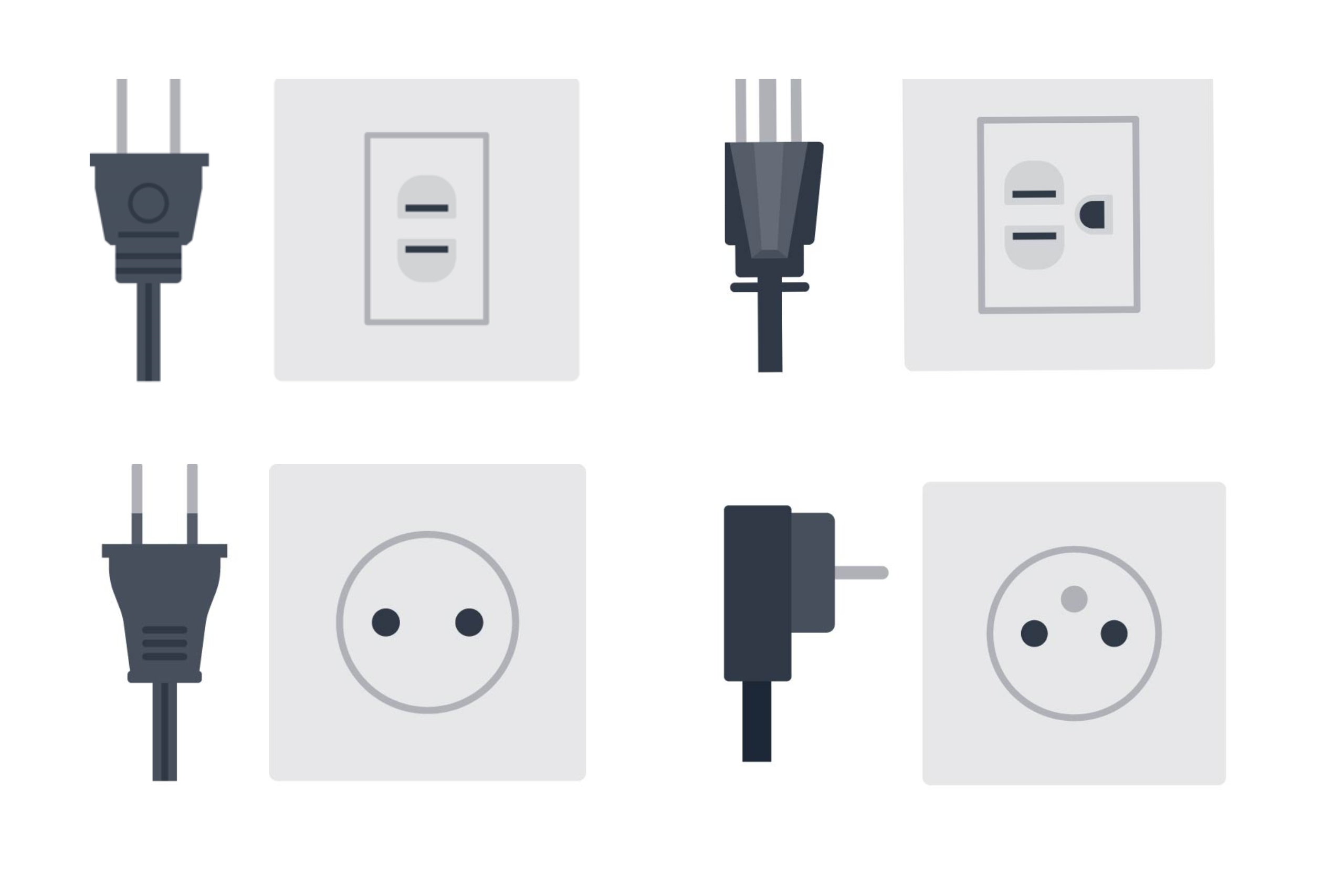 泰國常見 A／B／C／O 型插座。