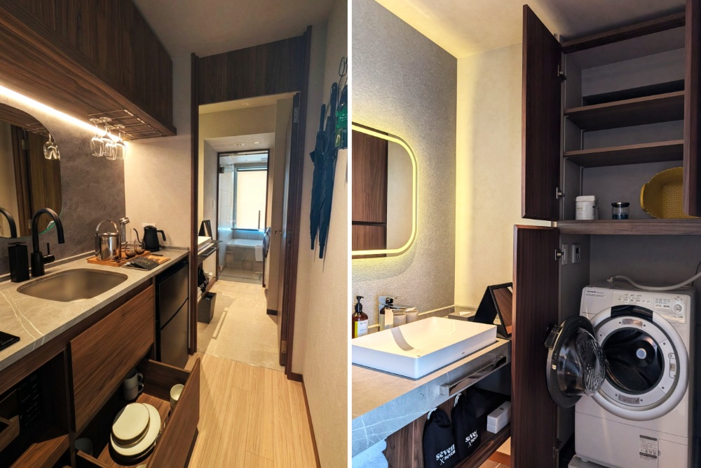 SEVEN×SEVEN 部分房型配有廚房或簡易廚具，很適合想住得有質感、又不想被制式服務綁住的旅客。（圖片來源：五福旅遊）