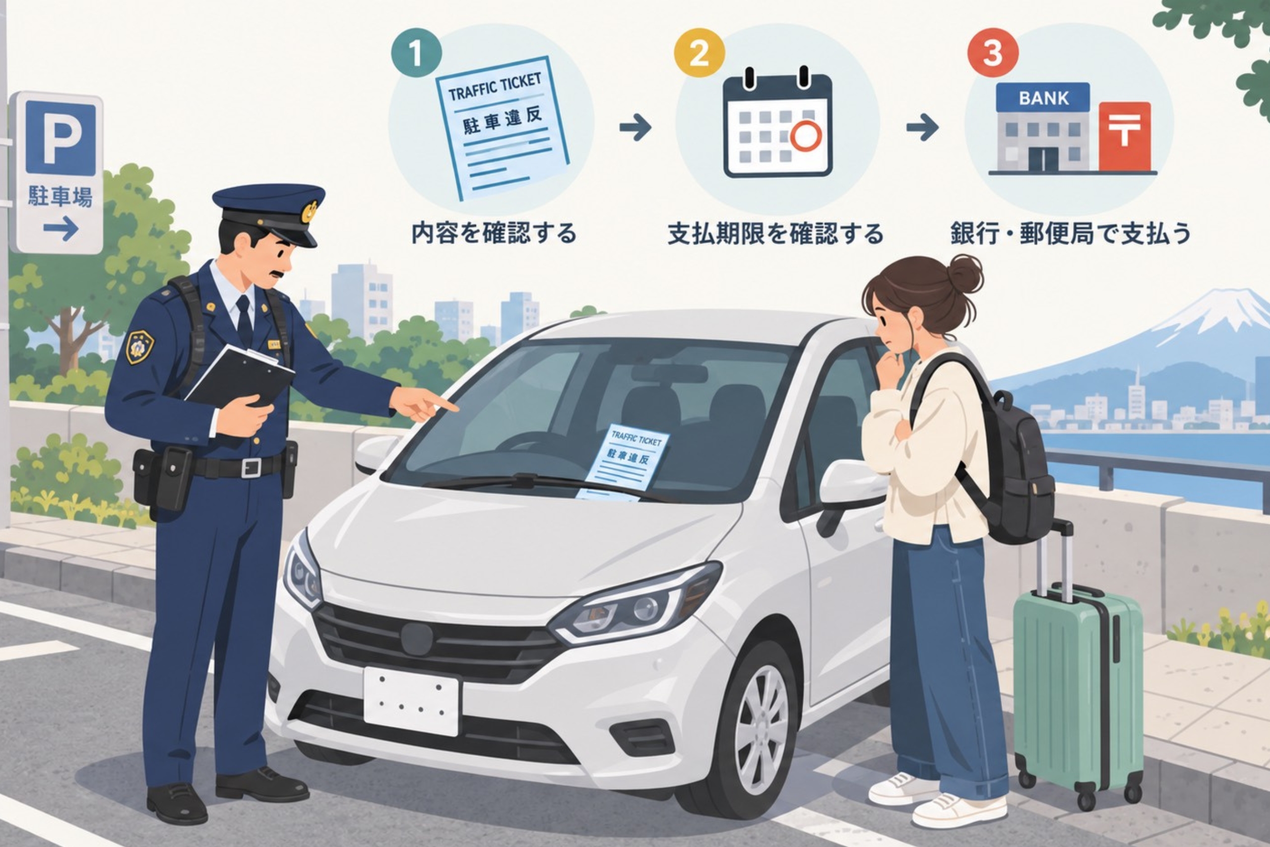 在日本收到違規罰單時，請依照指示繳費罰鍰。（圖片來源：五福旅遊）
